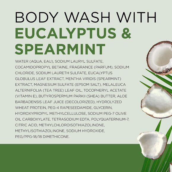 Hydrating Body Wash with Pure Epsom Salt, Eucalyptus & Spearmint, 4x24oz Bottles - Picture 9 of 10